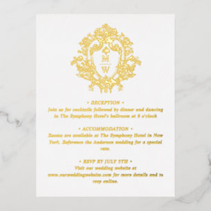 Vintage Regency Monogram Crest Wedding Detail Card