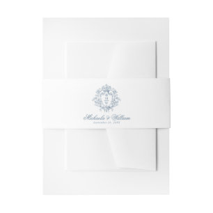 Vintage Regency Monogram Crest Wedding Invitation Belly Band