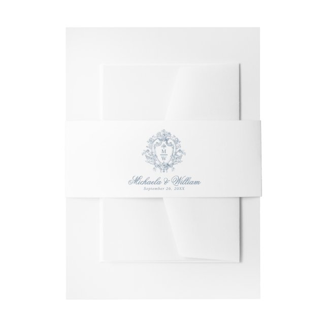 Vintage Regency Monogram Crest Wedding Invitation Belly Band (Front Example)