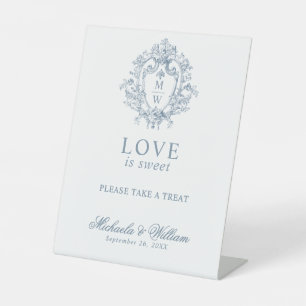 Vintage Regency Monogram Wedding Love Is Sweet Pedestal Sign