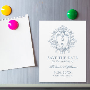 Vintage Regency Monogram Wedding Save Date Magnet