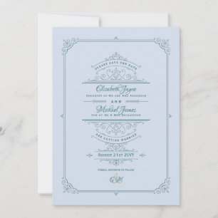 Vintage Regency Ornate Wedding Save The Dates Invitation