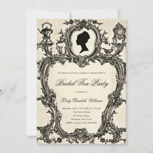 Vintage Regency Rococo Bridal Shower Tea Party Invitation