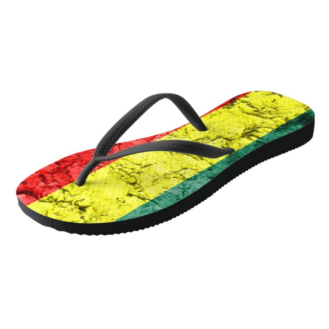 Vintage reggae flag flip flops (Angled)