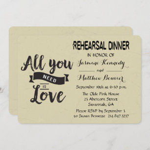 Vintage Rehearsal Dinner Black And Tan Wedding Invitation