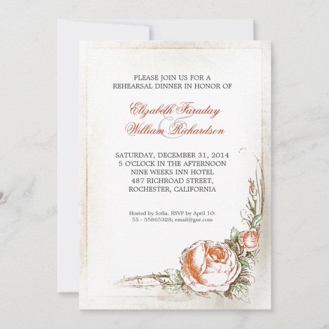 vintage rehearsal dinner invitations (Front)