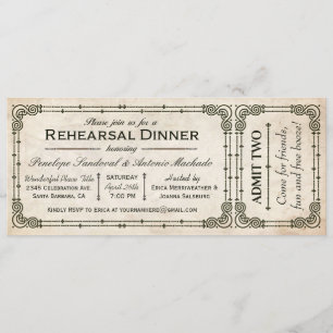 Vintage Rehearsal Dinner Ticket Invitations I