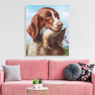 Vintage Reichert Gundog with Snipe Canvas Print
