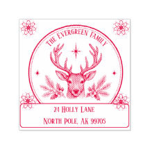 Vintage Reindeer Christmas Family Return Address 