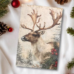Vintage Reindeer Christmas Winter Aged Decoupage Tissue Paper<br><div class="desc">This design may be personalized by choosing the Edit Design option. You may also transfer onto other items. Contact me at colorflowcreations@gmail.com or use the chat option at the top of the page if you wish to have this design on another product or need assistance. See more of my designs...</div>