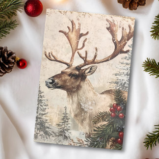 Vintage Reindeer Christmas Winter Aged Decoupage Tissue Paper