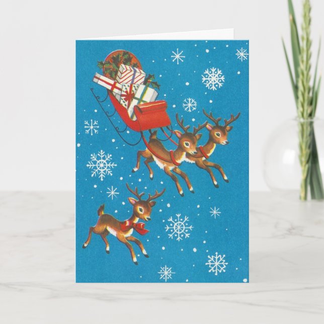 Vintage Reindeer Holiday Card (Front)
