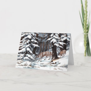 Vintage Reindeer in the Snow Greeting Card