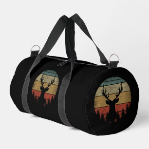 Vintage Reindeer Silhouette Deer Head Duffle Bag