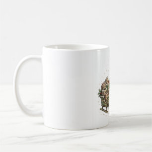Vintage Reindeer Sleigh Retro Xmas Card Design Coffee Mug