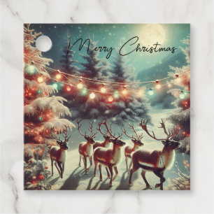 Vintage Reindeers and Christmas Lights   Favour Tags