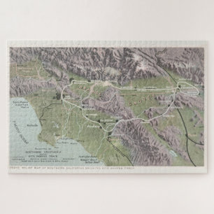 Vintage Relief Map of Southern California (1898) Jigsaw Puzzle