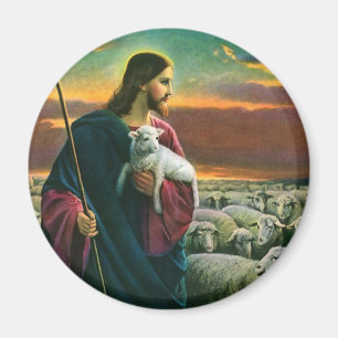 Vintage Religion, Christ Good Shepherd with Flock Magnet