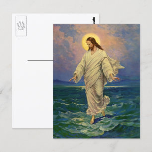 Vintage Religion, Jesus Christ is Walking on Water Postcard