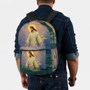 Vintage Religion, Jesus Christ is Walking on Water Printed Backpack