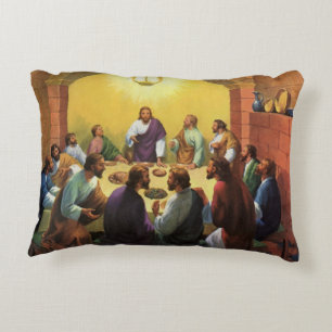 Vintage Religion, Last Supper with Jesus Christ Accent Pillow