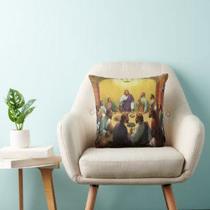 Vintage Religion, Last Supper with Jesus Christ Throw Pillow
