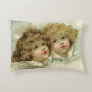 Vintage Religion, Victorian Angels in the Clouds Accent Pillow
