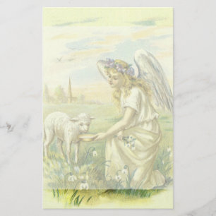 Vintage Religion, Victorian Easter Angel with Lamb Stationery