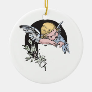 Vintage, Religious Angel, Customizable Ceramic Ornament