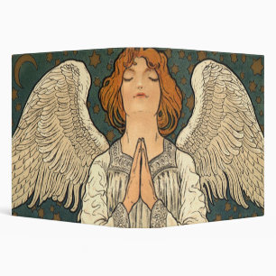 Vintage Religious Angel Praying with Gold Stars Binder