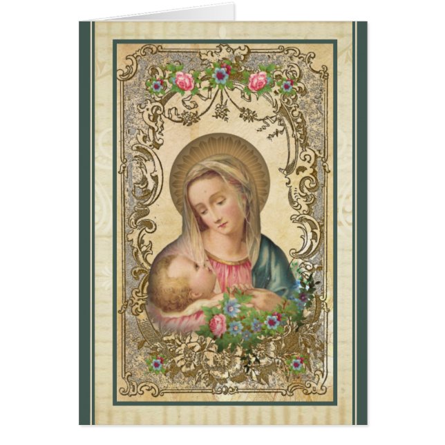 Vintage Religious Blessed Virgin Mary Baby Jesus (Front)