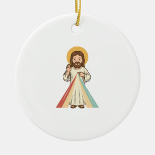 Vintage Religious Blessing Vector Shirt Design_1 Ceramic Ornament