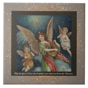 Vintage Religious Christmas Ceramic Tile + wishes