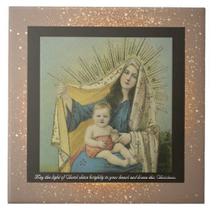 Vintage Religious Christmas Ceramic Tile + wishes