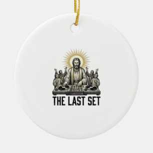Vintage Religious DJ The Last Set Shirt Design_1 Ceramic Ornament