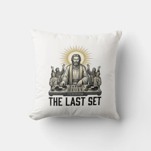 Vintage Religious DJ The Last Set Shirt Design_1 Throw Pillow