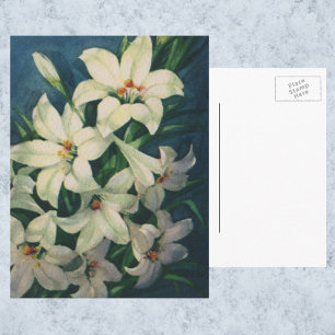 Vintage Religious Easter Greetings, Lily Flowers Holiday Postcard