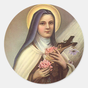 Vintage Religious Easter, Nun with Cross Classic Round Sticker