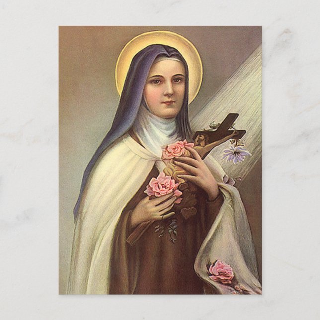 Vintage Religious Easter, Nun with Cross Holiday Postcard (Front)