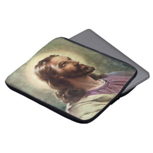 Vintage Religious, Jesus Christ Portrait with Halo Laptop Sleeve