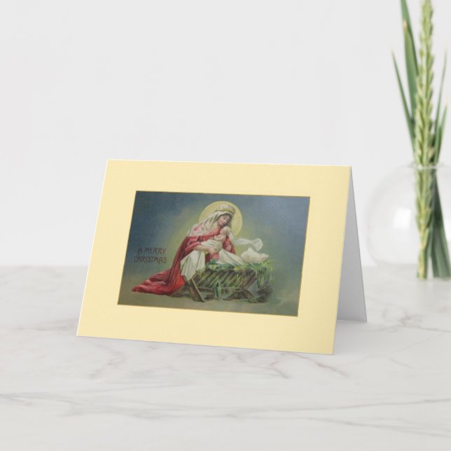 Vintage Religious Madonna and Child Christmas Card (Front)