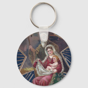 Vintage Religious Mary and Baby Jesus Christmas Keychain