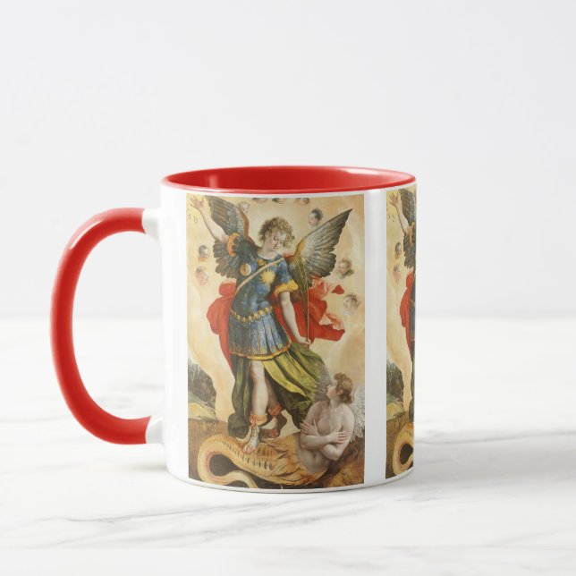 Vintage Religious, Saint Michael Defeats Lucifer Mug (Left)