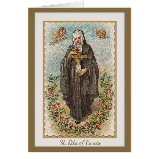 Vintage Religious St. Rita of Cascia Prayer  (Front)