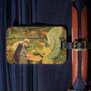 Vintage Religious Tapestry with Baby Jesus Christ Luggage Tag