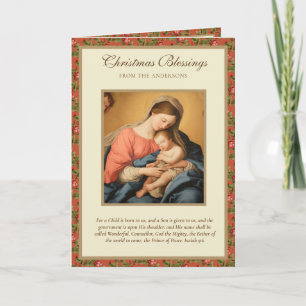 Vintage Religious Virgin Mary Jesus Scripture Holiday Card