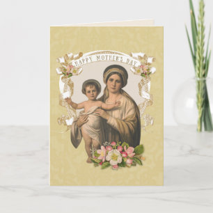 Vintage Religious Virgin Mary Mothers Day Holiday  Card