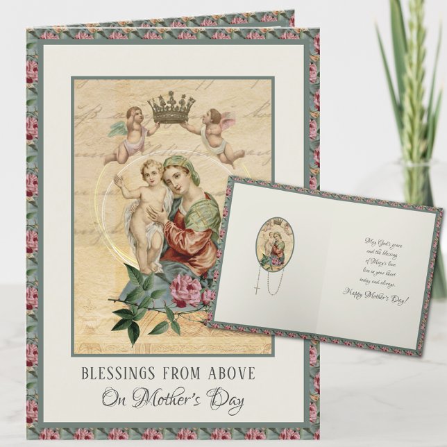 Vintage Religious Virgin Mary Mothers Day Holiday Card (Creator Uploaded)