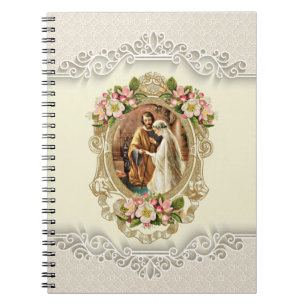Vintage Religious Wedding Engagement Floral Notebook