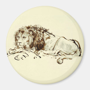 Vintage Rembrandt Ink Sketch of a Lion Magnet